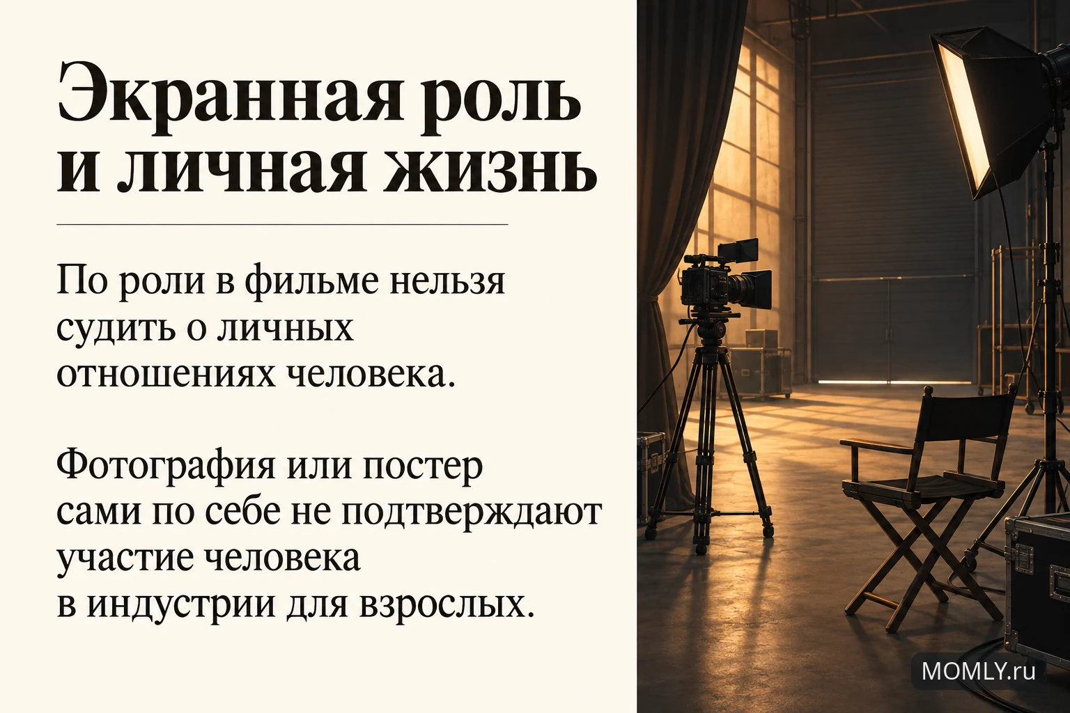 Экранная роль и личная жизнь: по роли нельзя судить о личных отношениях; постер не подтверждает участие в индустрии для взрослых.