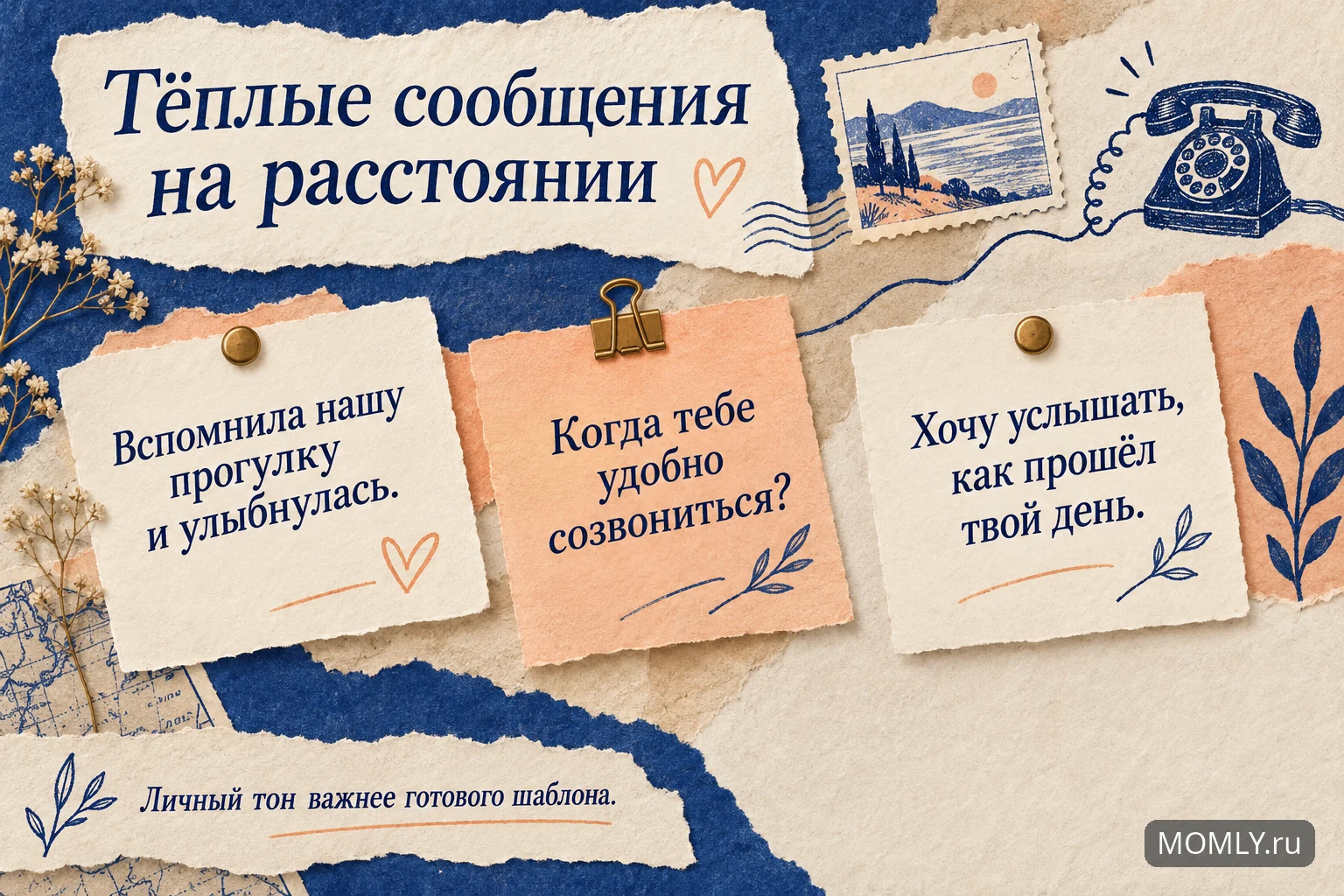 Три оригинальных примера тёплых сообщений для общения на расстоянии.