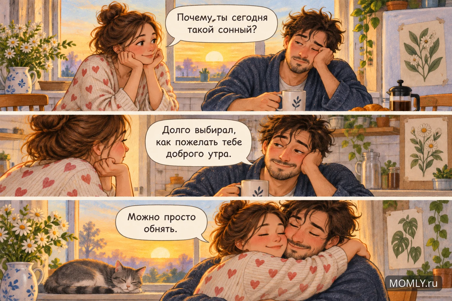 Вымышленный доброжелательный утренний диалог