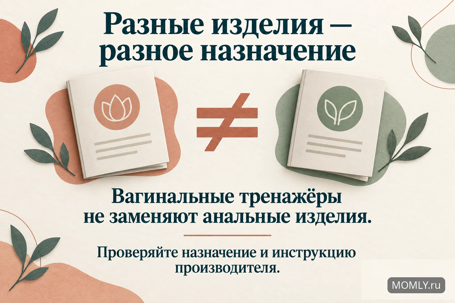 Пояснительная карточка: вагинальные тренажёры не заменяют анальные изделия; проверяйте назначение и инструкцию производителя
